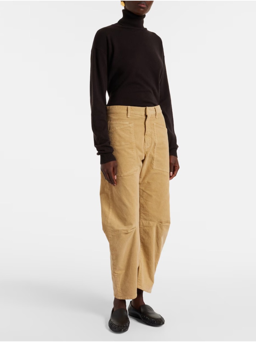 Nili Lotan tan Shon barrel leg corduroy Pants